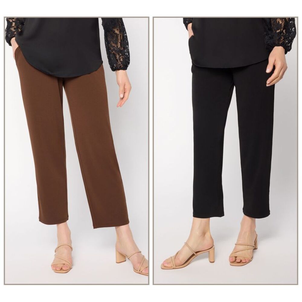 Susan Graver Women's Petite Pants PM Essentials Liquid Knit Multi-colored